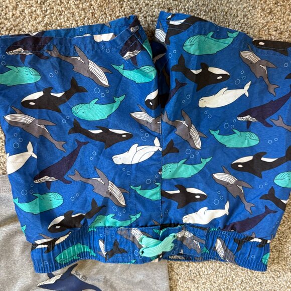 Cat & Jack Swim Suit Rashguard SPF T-shirt Whales Blue Grey Toddler Size 2T - Picture 3 of 7